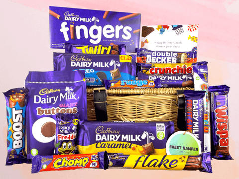 Cadbury Chocolate Hamper - Free Personalised Message - Natural Wicker Hamper